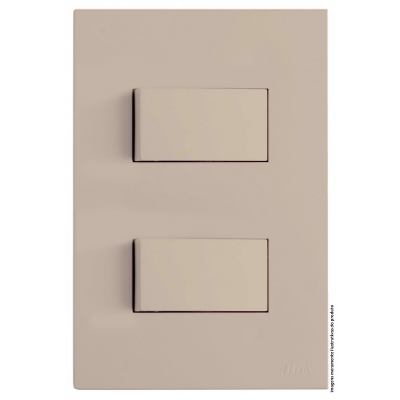 Conjunto Interruptor Duplo Paralelo  4x2 - RECTA Areia Satin Fosco